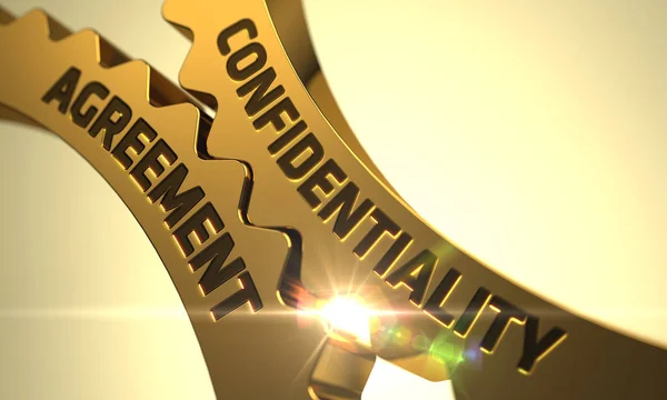 Confidentiality Agreement Concept. Golden Cog Gears. 3D. — Stock Photo, Image
