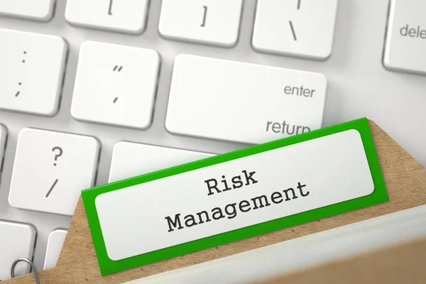 Indeks folderu z napisem zarządzania ryzykiem. 3D. — Zdjęcie stockowe