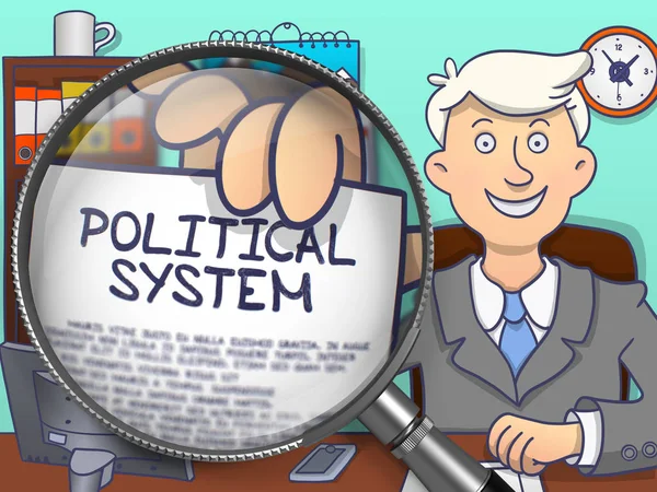 Sistema politico attraverso la lente. Concetto Doodle . — Foto Stock