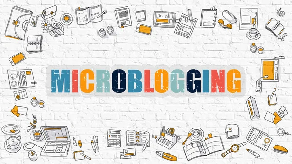 Microblogging Concept. Multicolore su Mattone Bianco . — Foto Stock