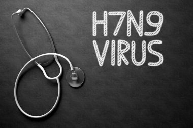 Kara tahta el yazısıyla H7n9. 3D çizim.