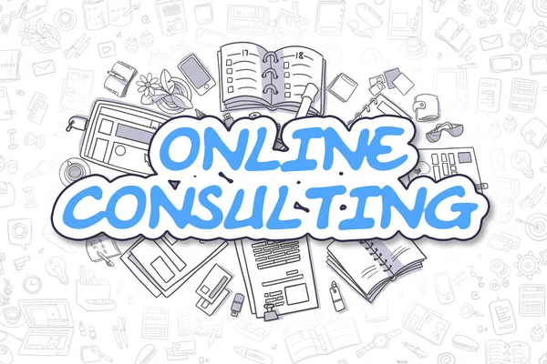 Online Consulting - Doodle Blue Word. Business Concept.