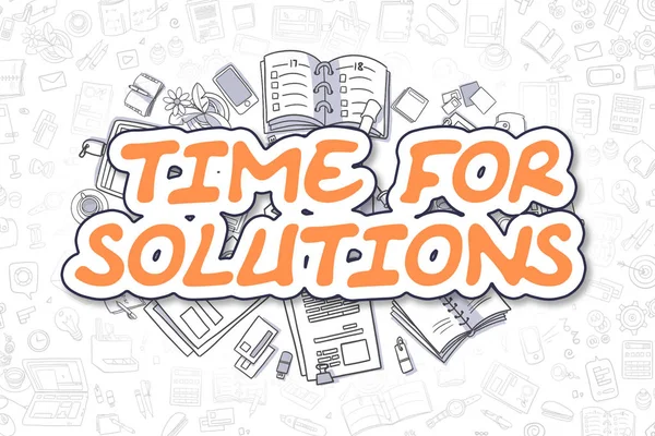 Idő megoldások - rajzfilm narancssárga szöveg. Üzleti koncepció. — Stock Fotó