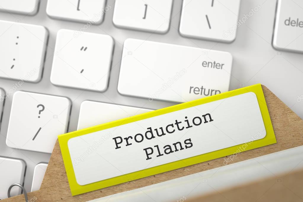 Index Card with Production Plans. 3D.