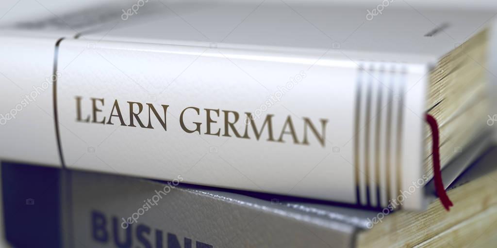 Learn German Concept on Book Title. 3D.