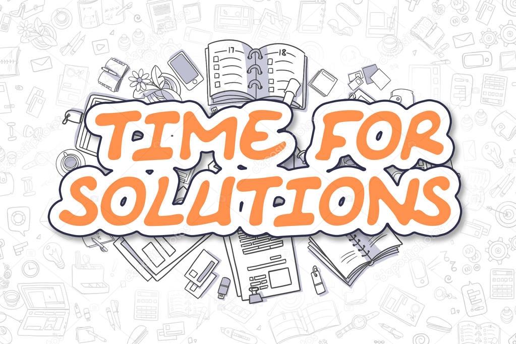 Time For Solutions - Cartoon Orange Text. Business Concept.