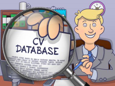 CV Database through Magnifying Glass. Doodle Design. clipart