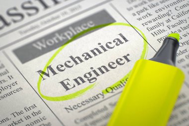 We are Hiring Mechanical Engineer. 3D. clipart