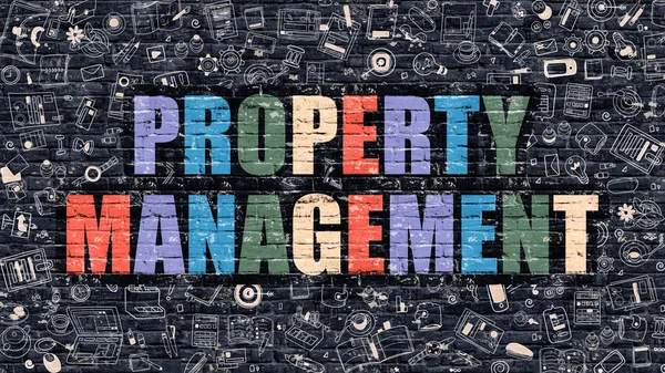 Property Management in Multicolor. Doodle Design. — Stockfoto