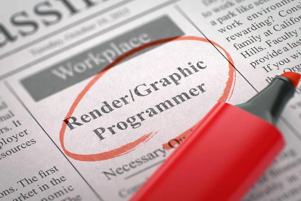 Render Graphic Programmer Job Vacancy. 3D. — Stock Photo, Image