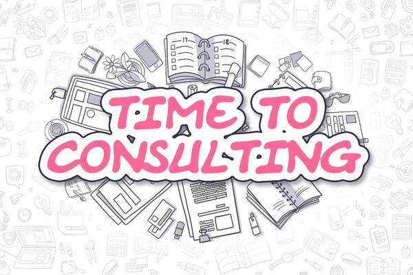 Tempo para Consultoria - Texto Doodle Magenta. Conceito de negócio . — Fotografia de Stock