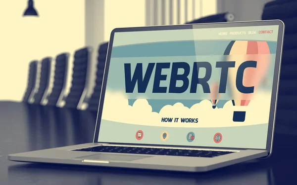 Webrtc 概念在笔记本电脑的屏幕上。3d. — 图库照片
