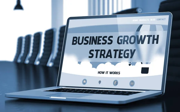 Stratégie de croissance des entreprises - sur écran d'ordinateur portable. Gros plan. 3D . — Photo
