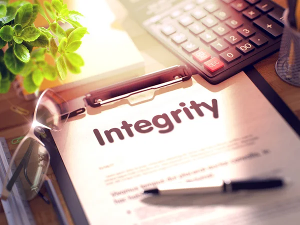 Integrity on Clipboard. 3D. — Stock Photo, Image