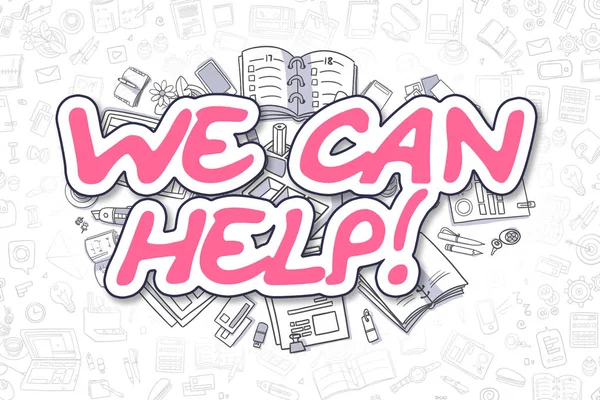 We Can Help - Doodle Magenta Inscription. Business Concept. — Stock Photo, Image