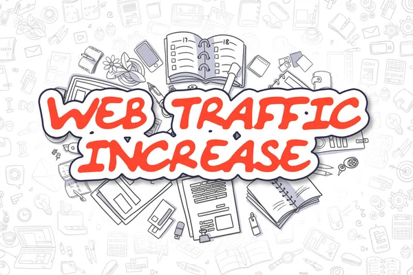 Web Traffic Increase - Cartoon Red Word (em inglês). Conceito de negócio . — Fotografia de Stock