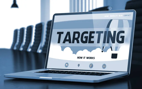 Landing Page of Laptop with Targeting Concept. 3D. — Stock Photo, Image