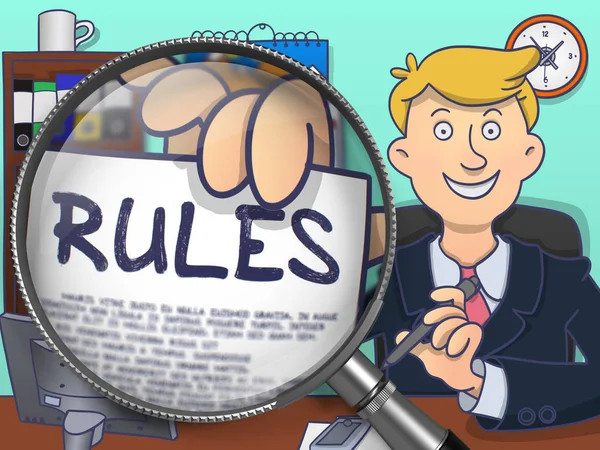 Rules through Magnifying Glass. Doodle Design. — Stock Photo, Image