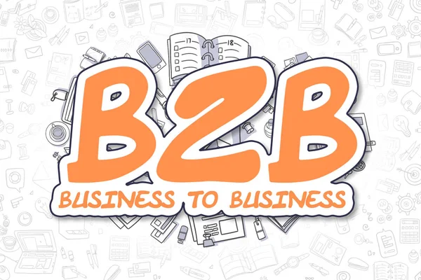 B2B - Doodle πορτοκαλί επιγραφή. Επιχειρηματική ιδέα. — Φωτογραφία Αρχείου