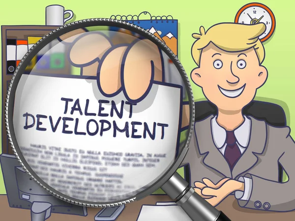 Desenvolvimento de talentos através da lupa. Design de doodle . — Fotografia de Stock