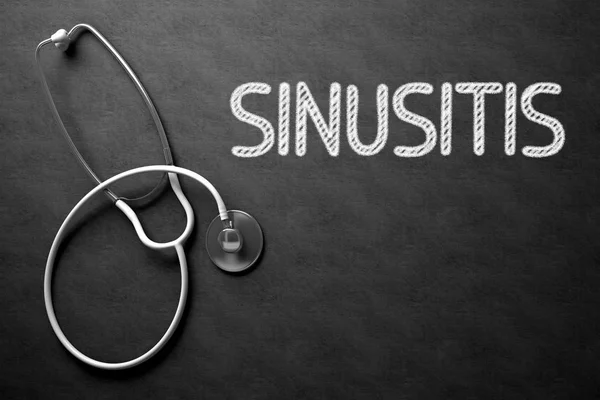 Sinusitis Teks di Chalkboard. Ilustrasi 3D . — Stok Foto