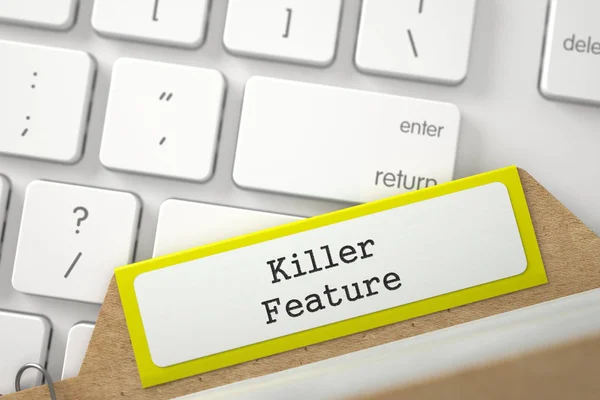 File Card with Inscription Killer Feature. 3D. — Stock Photo, Image