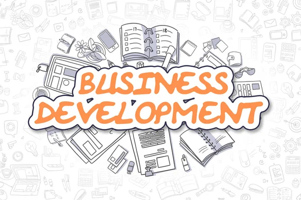 Desarrollo de negocios - Doodle Orange Word. Concepto de negocio . — Foto de Stock