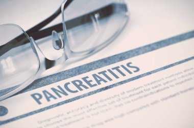 Tanı - pankreatit. Tıp kavramı. 3D çizim.