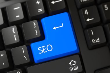 Mavi Seo tuş klavye takımında. 3D.