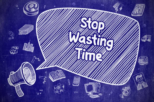 Stop Wasting Time - Doodle Illustration on Blue Chalkboard. — Stock Photo, Image