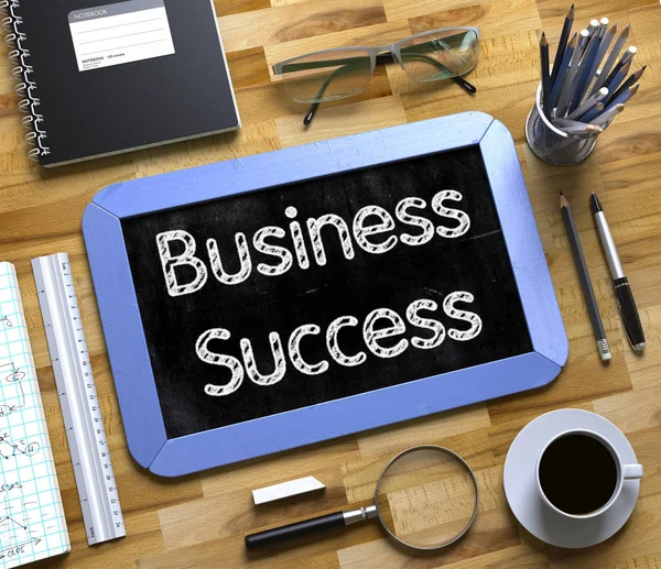 Sukcesu w biznesie - tekst na małe tablicy. 3D. — Zdjęcie stockowe