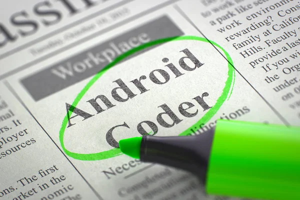 Job Opening Android Coder. 3D. — Stock Photo, Image