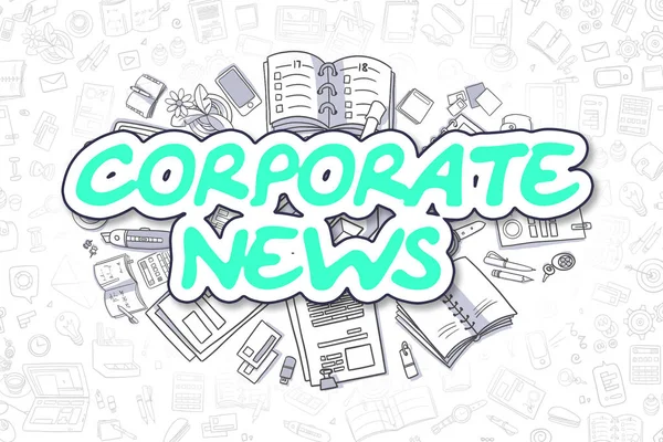 Корпоративные новости - Doodle Green Text. Концепция бизнеса . — стоковое фото