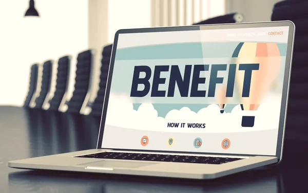 Benefit on Laptop in Conference Room. 3D. — Stock Photo, Image