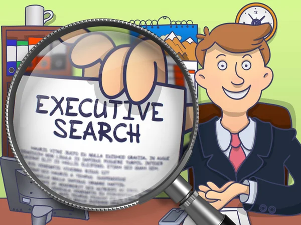 Executive Search via vergrootglas. Doodle Concept. — Stockfoto