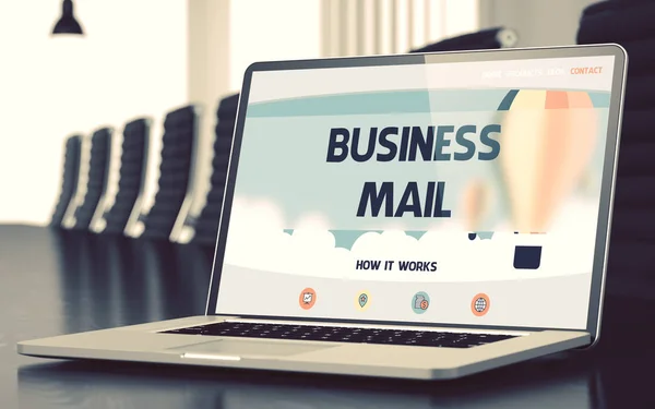 Business Mail - na obrazovce přenosného počítače. Closeup. 3D. — Stock fotografie