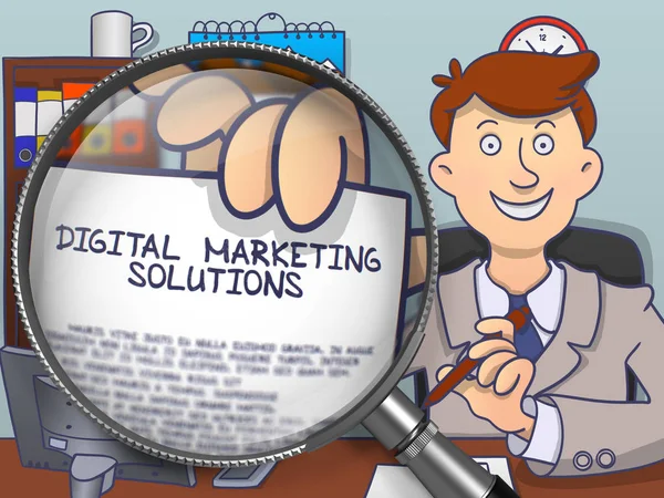 Digitale Marketing oplossingen door middel van Vergrootglas. — Stockfoto