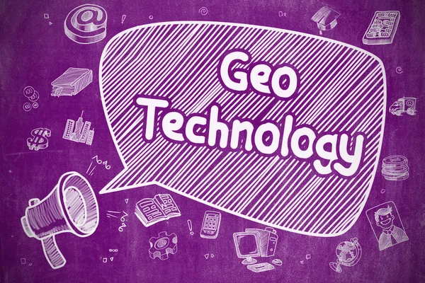 Geo Technology - мультфильм на фиолетовой доске . — стоковое фото