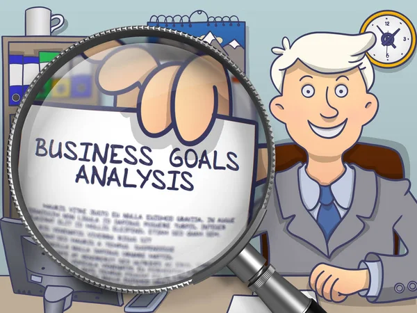 Obchodní analýza cílů přes zvětšovací sklo. Doodle Design. — Stock fotografie