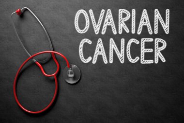 Ovarian Cancer on Chalkboard. 3D Illustration. clipart