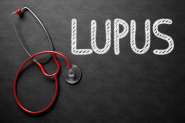 Lupus kara tahta el yazısıyla yazılmış. 3D çizim.