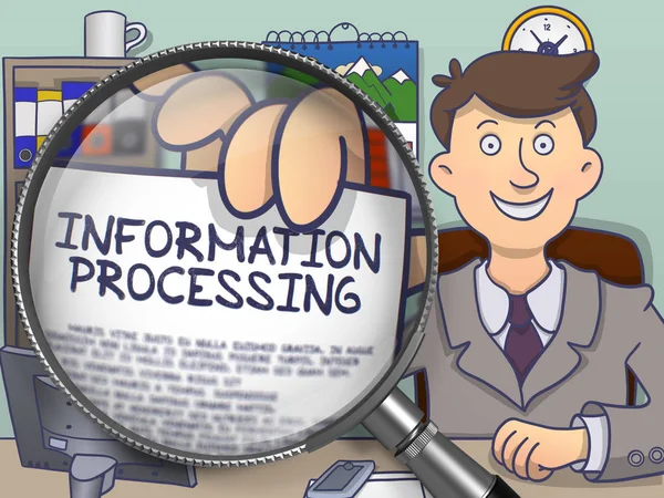 Information Processing through Magnifier. Doodle Design. — Stock Photo, Image