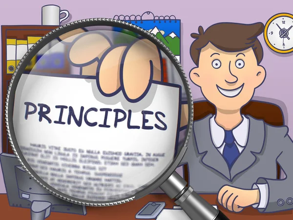 Principles through Magnifying Glass. Doodle Style. — Stock Photo, Image