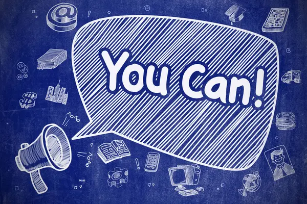 You Can - Hand Drawn Illustration on Blue Chalkboard. — Stockfoto