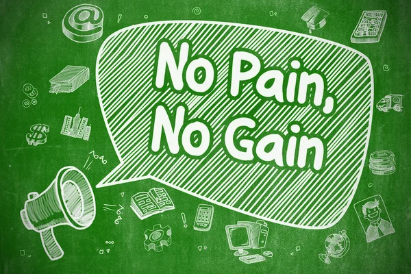 No Pain, No Gain - Cartoon Illustration on Green Chalkboard. — Stock Photo, Image