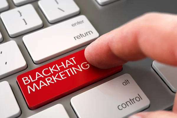 Hand Touching Blackhat Marketing Button. 3D. — Stock Photo, Image