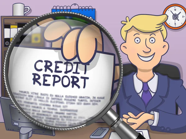 Credit Report through Lens. Doodle Design. — Stock Photo, Image