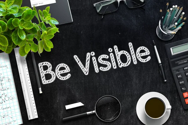 Be Visible - Text on Black Chalkboard. 3D Rendering. — Stock Photo, Image