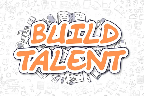 Побудувати талант - Doodle помаранчевий слово. Бізнес-концепція. — стокове фото