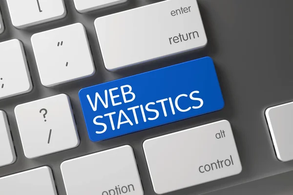 Blå Web statistik-knappen på tangentbordet. 3D. — Stockfoto